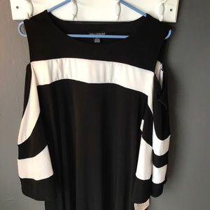 Black and white off the shoulder dress